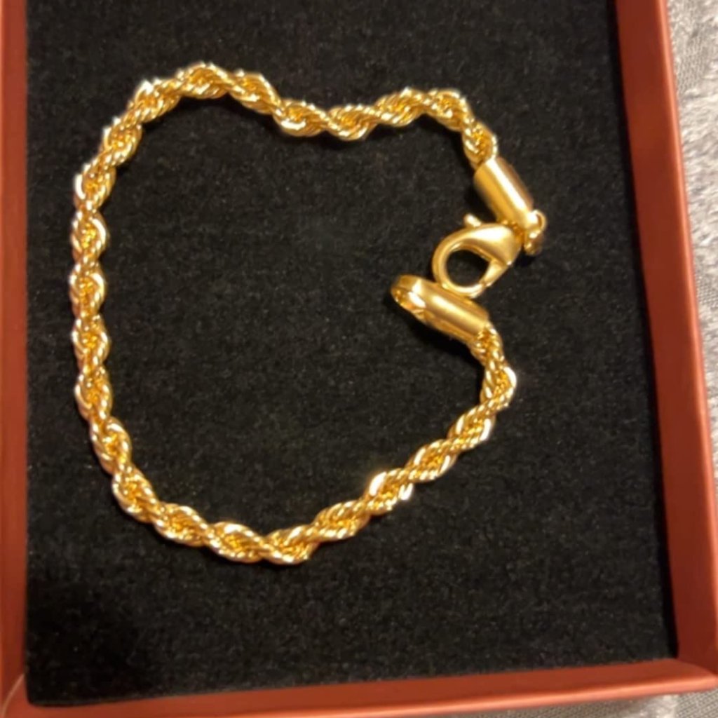 Barzel 18k Gold Plated Rope 4mm Gold Chain Bracelet